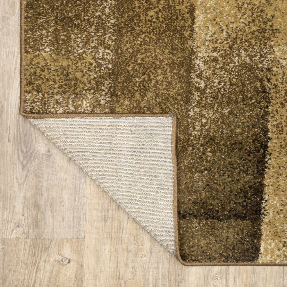 5"x7" Brown and Beige Distressed Blocks Area Rug