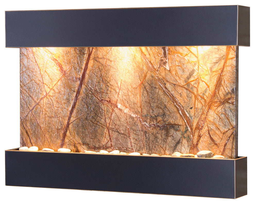 Reflection Creek Water Feature by Adagio, Brown Marble, Blackened Copper
