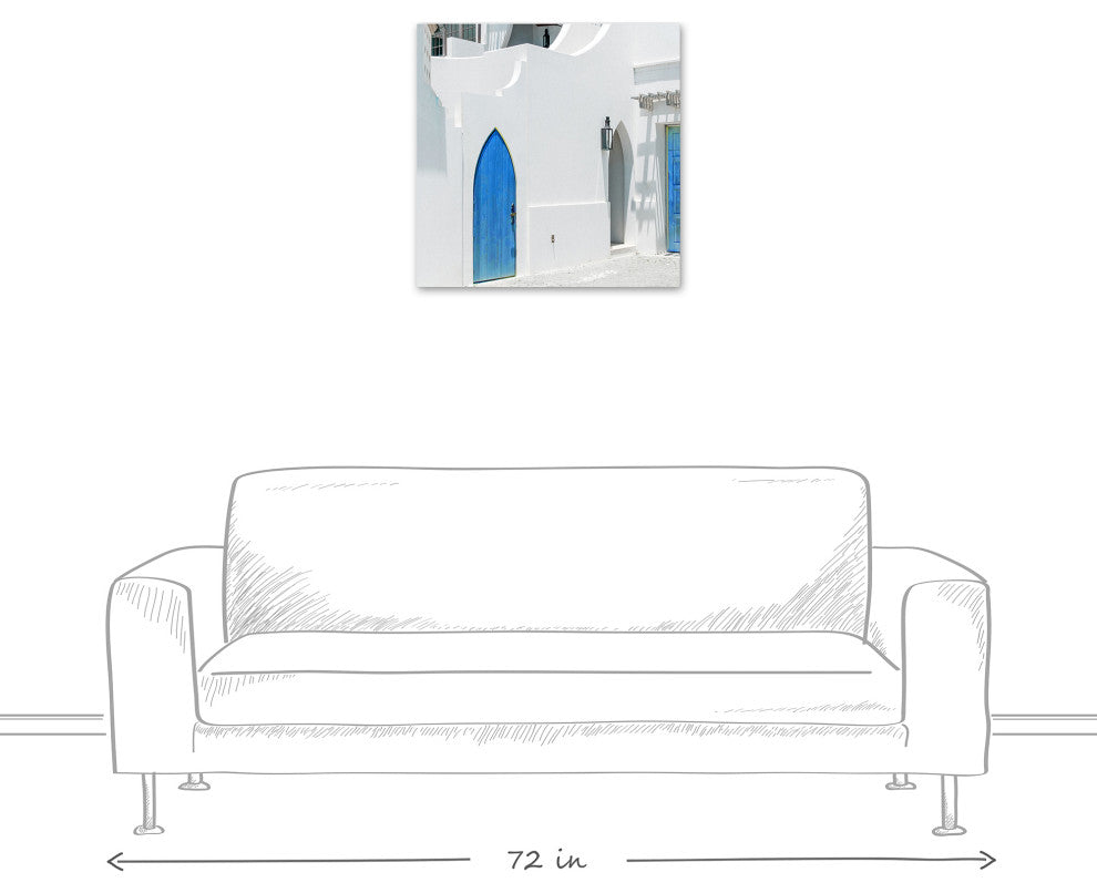 Doors Blue Greek Buildings 2 24x24 Canvas Wall Art