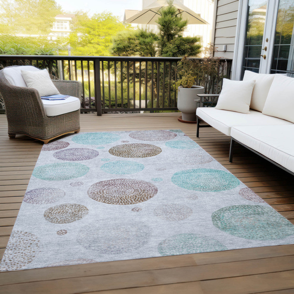 Machine Washable Indoor/Outdoor Chantille ACN1897 Blue 5' x 7'6" Rug