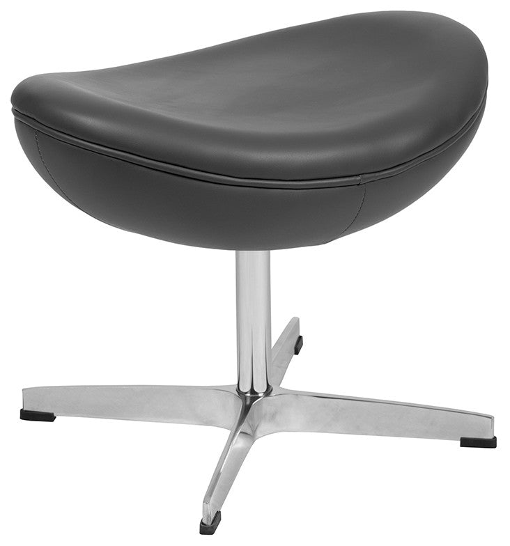 Gray LeatherSoft Saddle Wing Ottoman