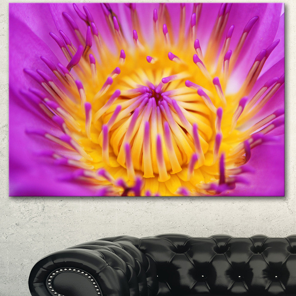 Pink Yellow Abstract Lotus Flower, Flowers Canvas Wall Artwork, 40"x30"