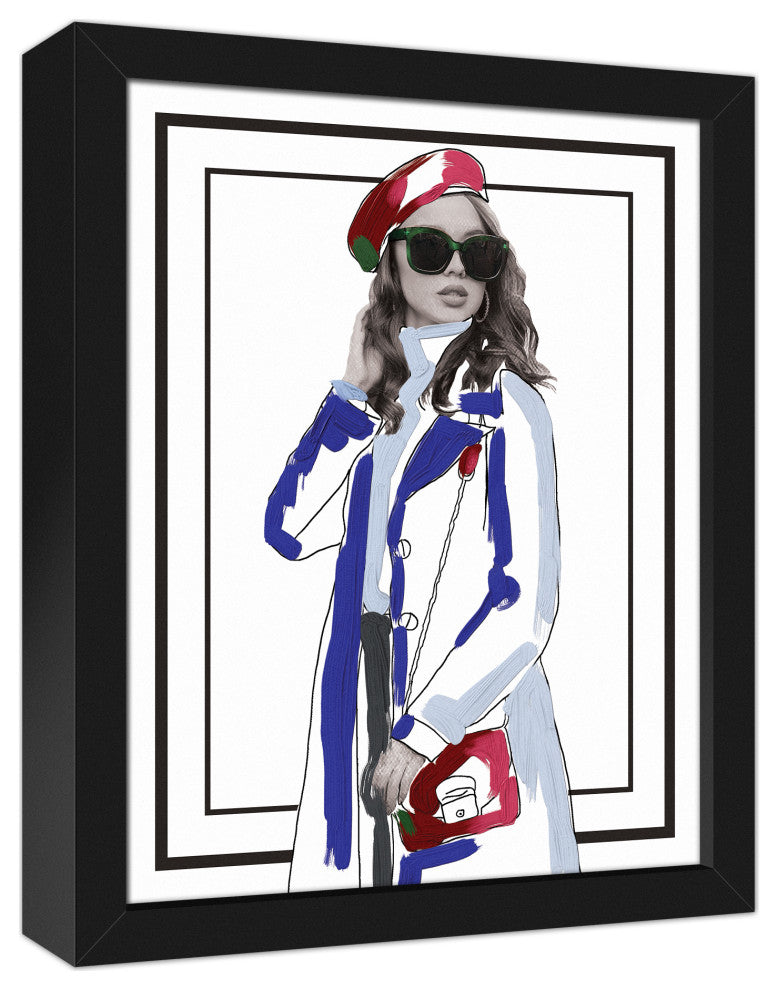 Fashion Illustration 11x14 Black Framed Canvas