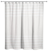 White Linen Stripes 71x74 Shower Curtain
