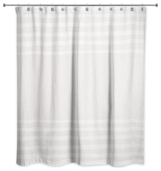 White Linen Stripes 71x74 Shower Curtain
