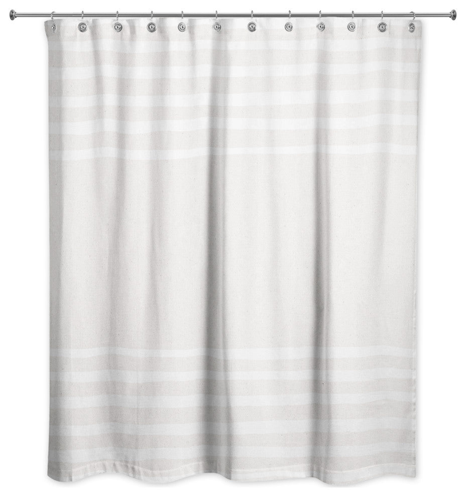 White Linen Stripes 71x74 Shower Curtain