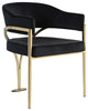 Madelyn Upholstered Dining Chair, Set of 2, Black, Velvet, Gold Finish