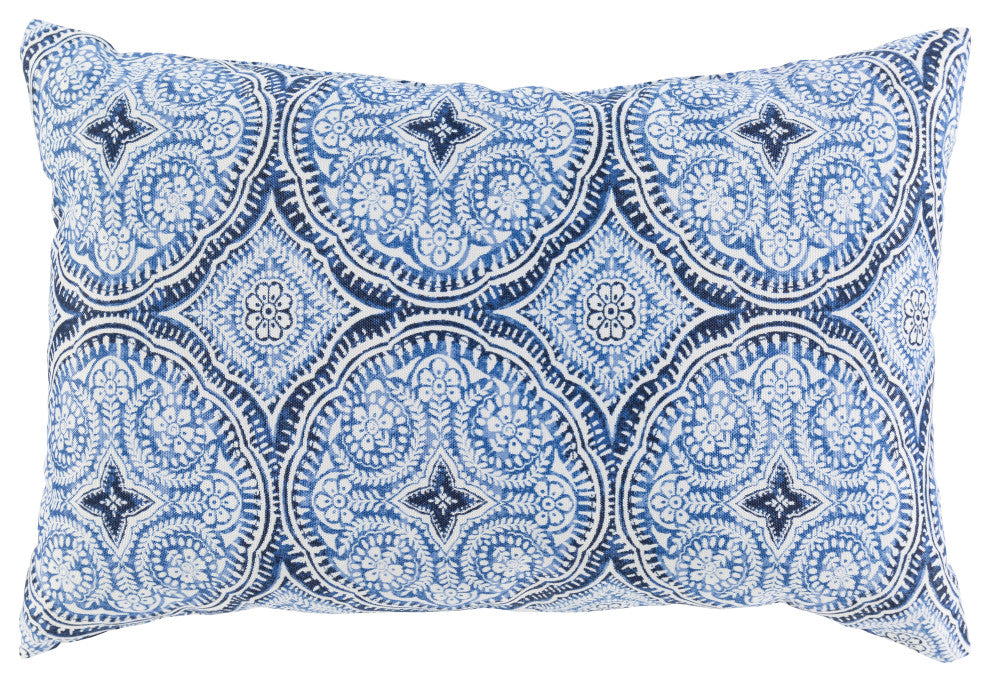 Surya Pippa PPA-001 13"x20" Pillow Cover, White/Blue/Navy/Dark Blue