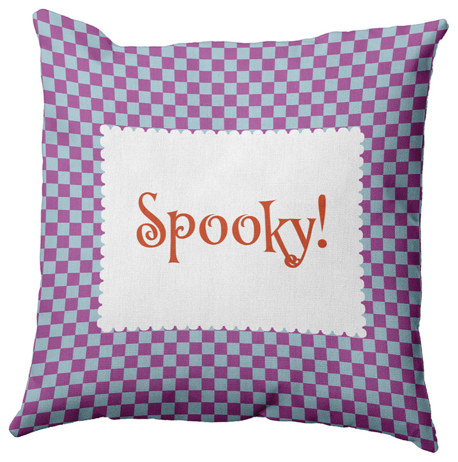 Halloween Spooky Checks Accent Pillow, Orchid, 18"x18"