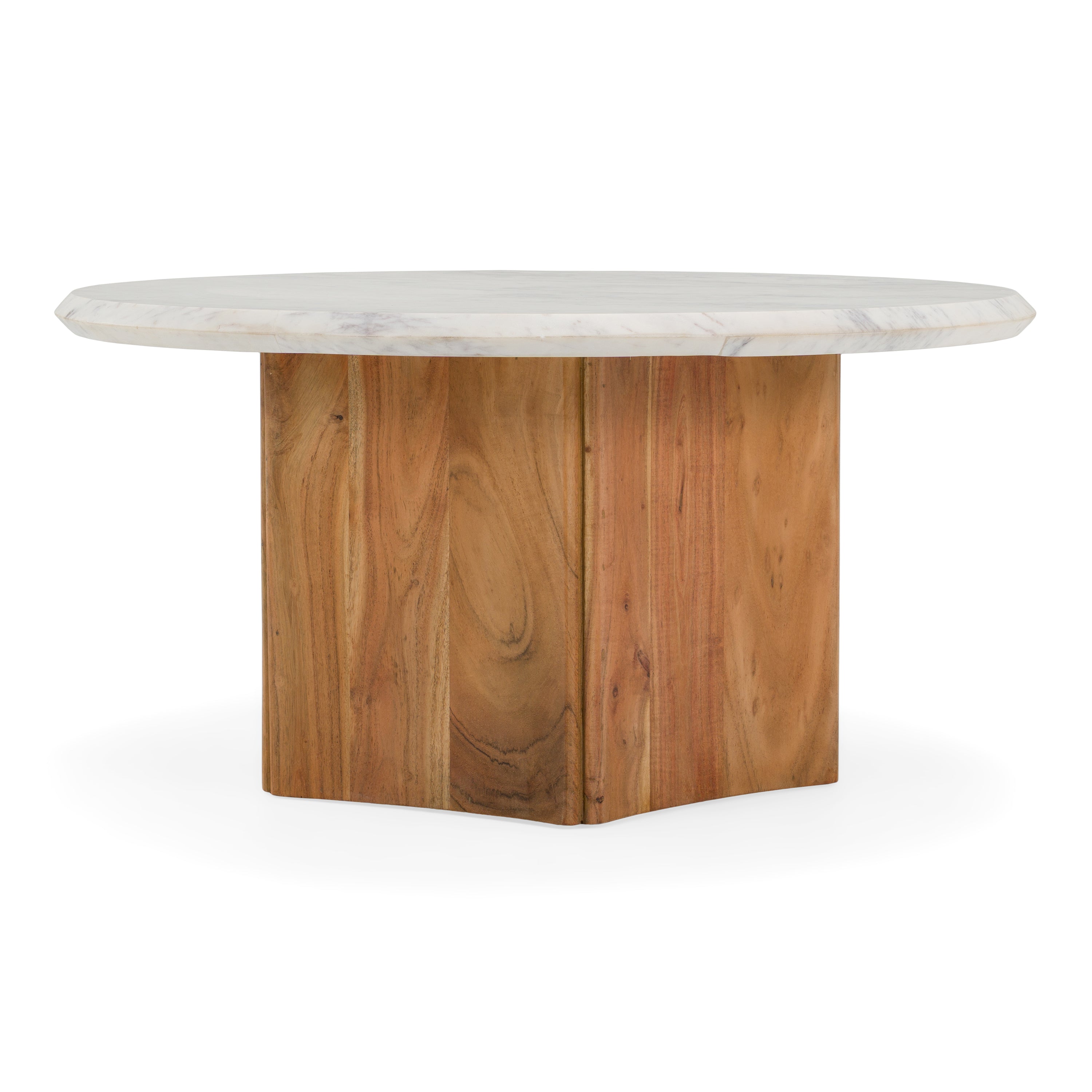 Dillinger Modern White Marble, Mango Wood Coffee Table