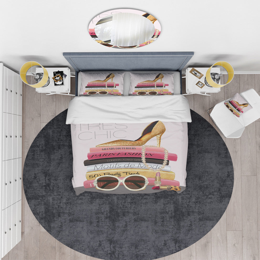 Paris Style Ii Gold and Black Tres Chic Duvet Cover Set, Twin