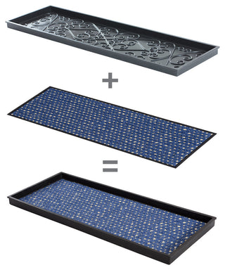 24.5"x14"x1.5" Natural/Recycled Rubber Boot Tray Blue/Ivory Coir Insert