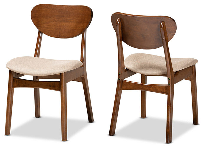 Kobell Mid-Century Modern Sand and Walnut Dining Chair, Set of 2
