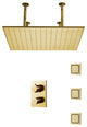 Nola 20" Brushed Gold LED Digital Rainfall Shower System With 3 Square Body Jets