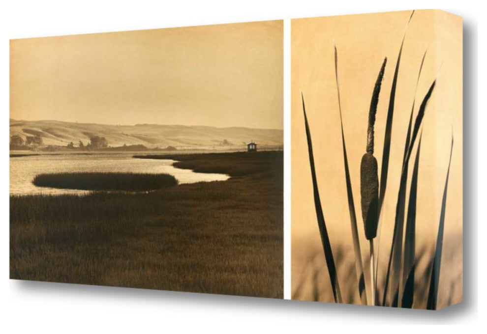32" By the Water Sepia Tone Giclee Wrap Canvas Wall Art