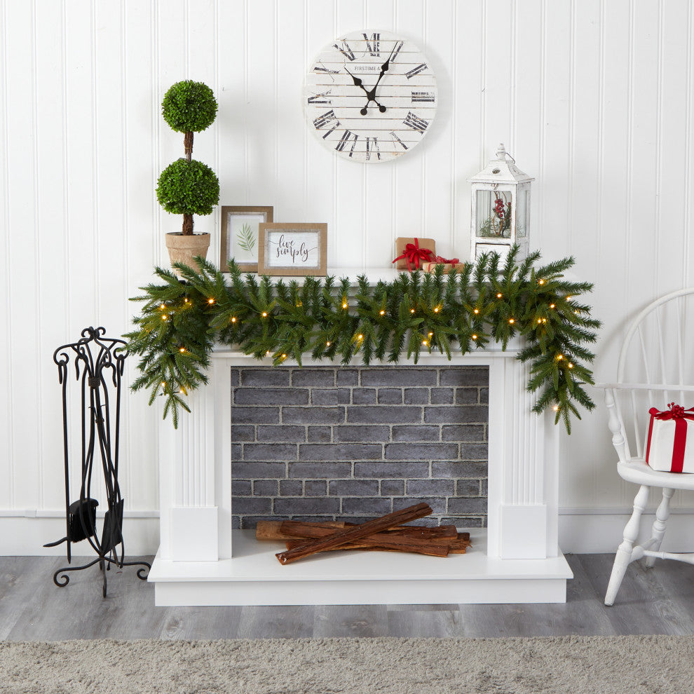 Nearly Natural 6ï¿½ Green Pine Christmas Garland with 35 Clear LED Lights