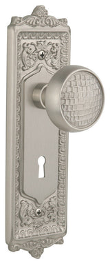 Egg & Dart Plate Privacy Craftsman Knob, Satin Nickel