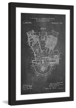 "Engine 1914 Chalk" Framed Painting Print