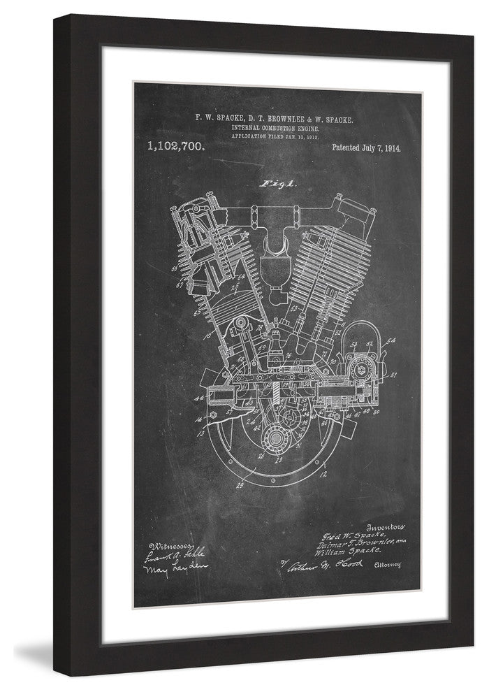 "Engine 1914 Chalk" Framed Painting Print