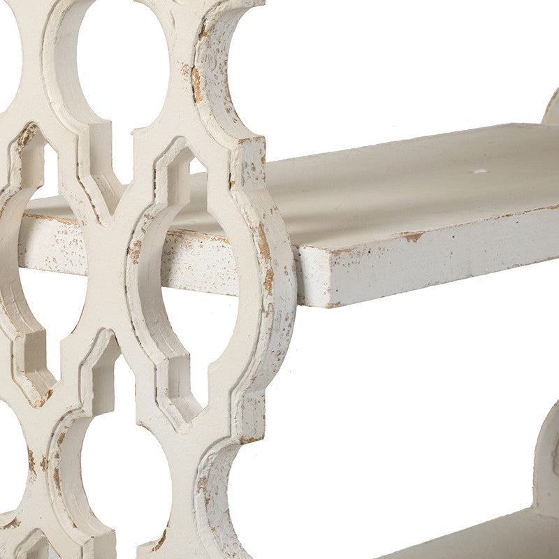 Gewnee Distressed White and Natural Wood Shelf Tray