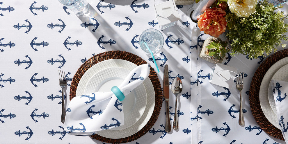 Anchors Print Outdoor Tablecloth With Zipper 60X120