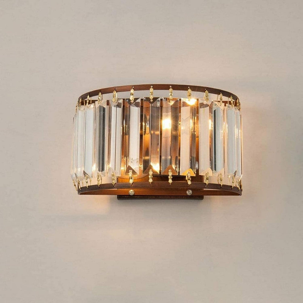 Luxury Crystal Wall Lamp in American Style for Living room, Bedroom, Brown