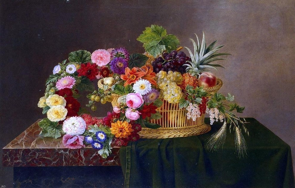 Johan Laurentz Jensen Still Life With a Basket of Fruit Wall Decal