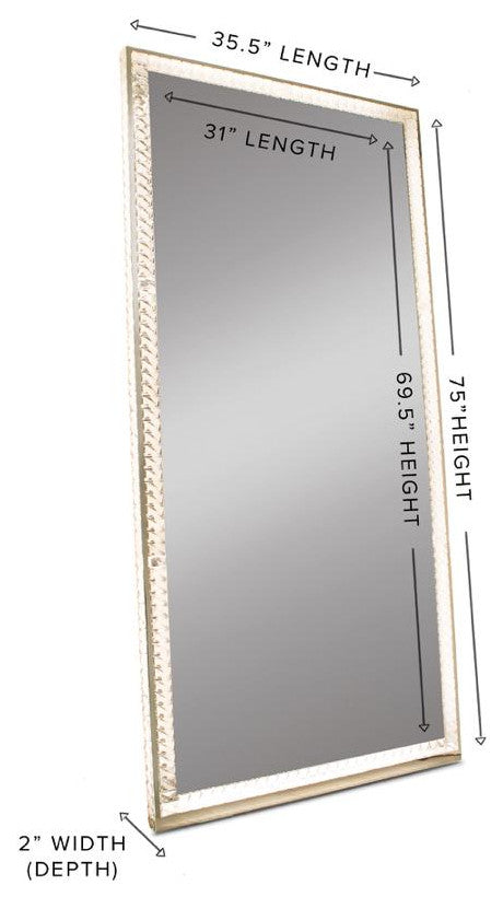 Diamond Collection Radiant Premium Illuminated Crystal Floor Mirror