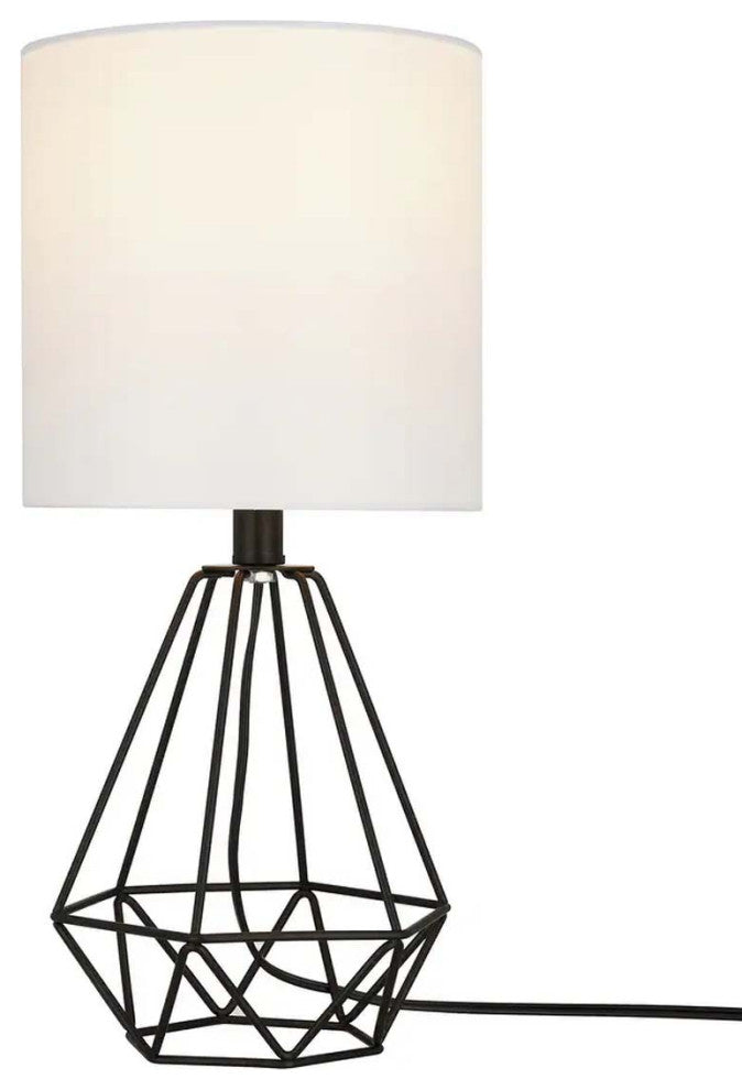 Catalina 18"H Metal Geometric Cage Matte Black Finish Table Lamp