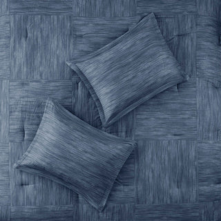 Madison Park Walter 7 Piece Printed Seersucker Comforter Set, Navy