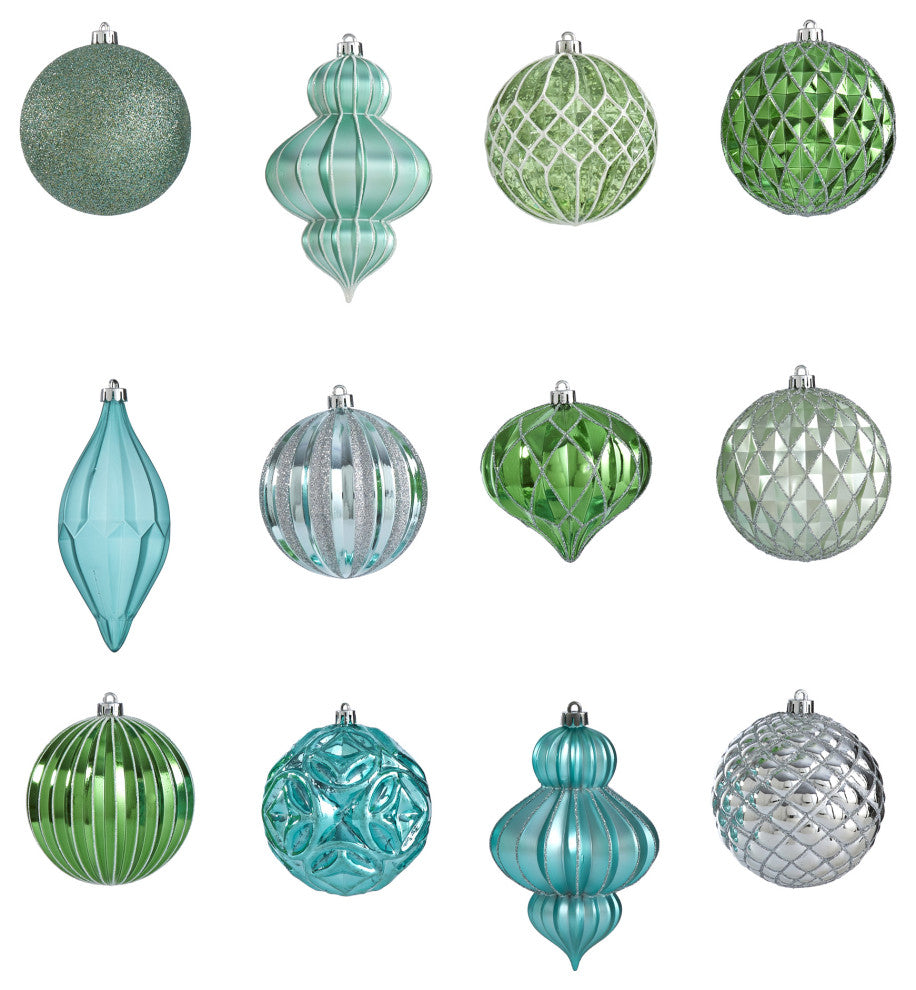 Holiday Lux Shatterproof, 12 Count Xmas Tree Ornaments, 100mm W/ Re-Useable Box