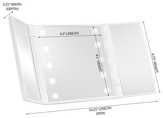 Nova Wireless LED Trifold Compact Mirror, Built-In LED, White