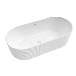 Linyi Freestanding Acrylic Soaking Bathtub, White, 66.9"l X 31.5"w