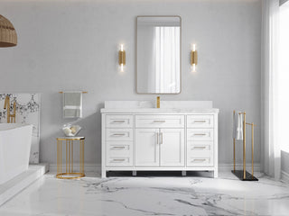 Cambridge 60 Single Bathroom Vanity in White 2" Calacatta Nuvo