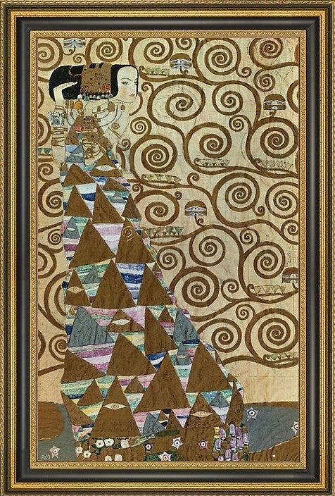 Gustav Klimt An Expectation - 16" x 24" Framed Premium Canvas Print