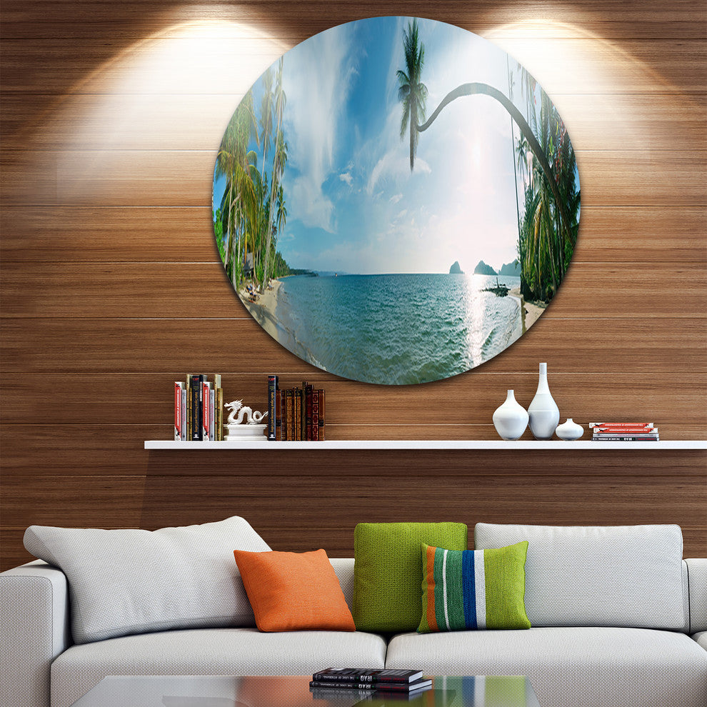 Tropical Beach Panorama, Photography Round Wall Art, 11"