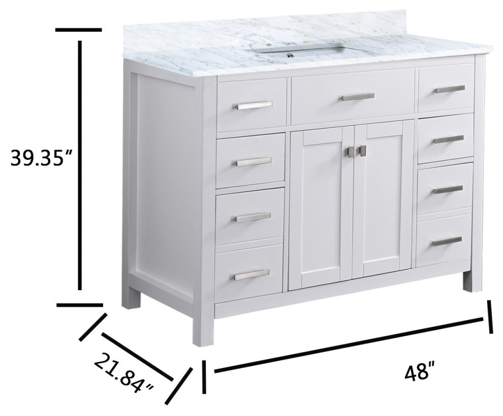 48" Single Bathroom Vanity Set with Marble Top