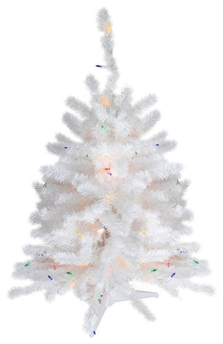1.5' Pre-Lit Frosted Artificial Christmas Tree Multicolor Lights