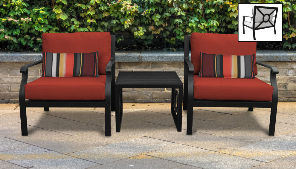 kathy ireland Madison Ave. 3 Piece Aluminum Patio Furniture Set 03a, Cinnamon