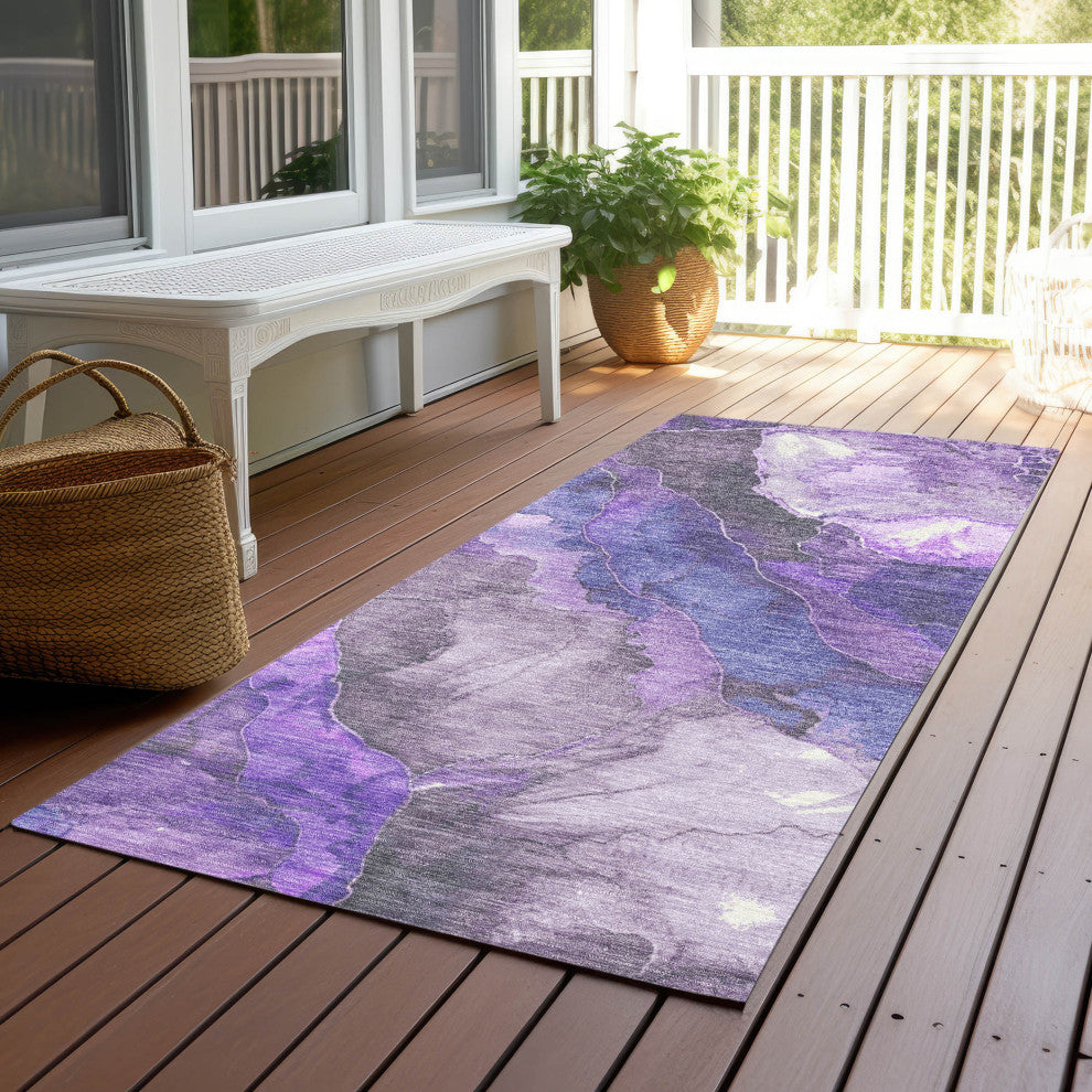 Machine Washable Indoor/Outdoor Chantille ACN1864 Violet 2'3" x 7'6" Runner Rug