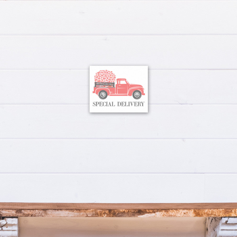 Valentine Heart Special Delivery Truck 8x10 Canvas Wall Art