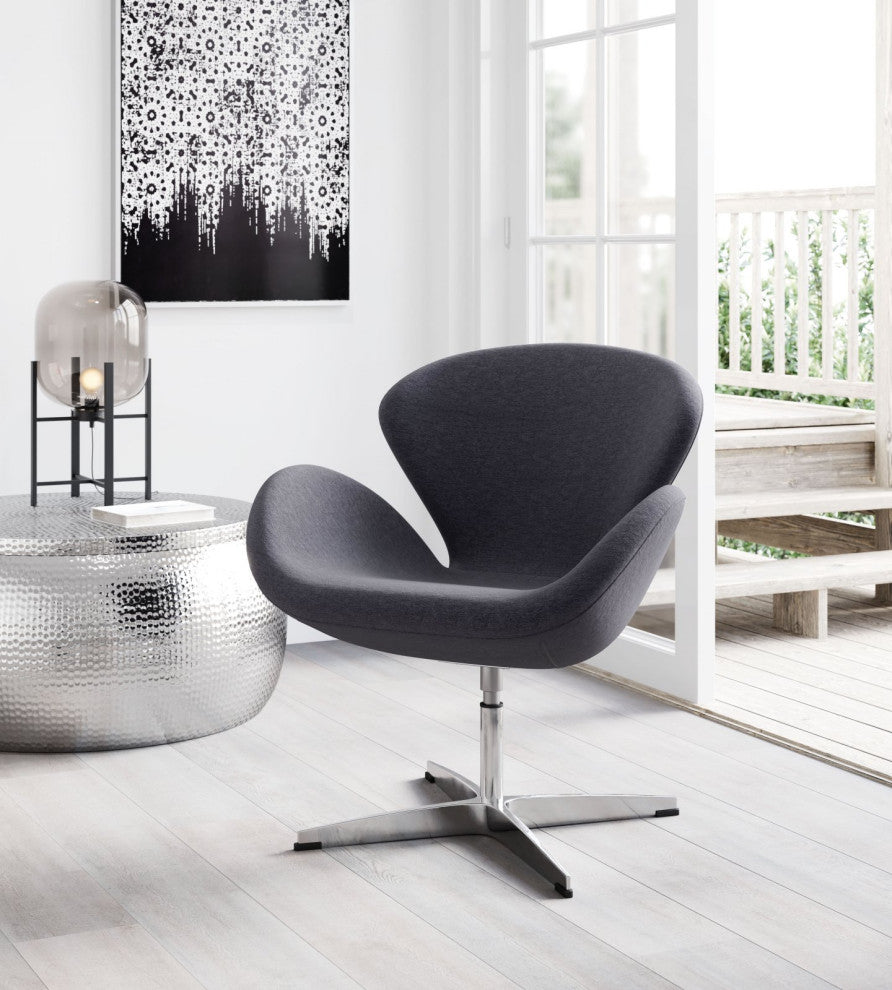Accent Chair, Steel Metal, Fabric, Gray, Silver, Lounge Lobby Hospitality