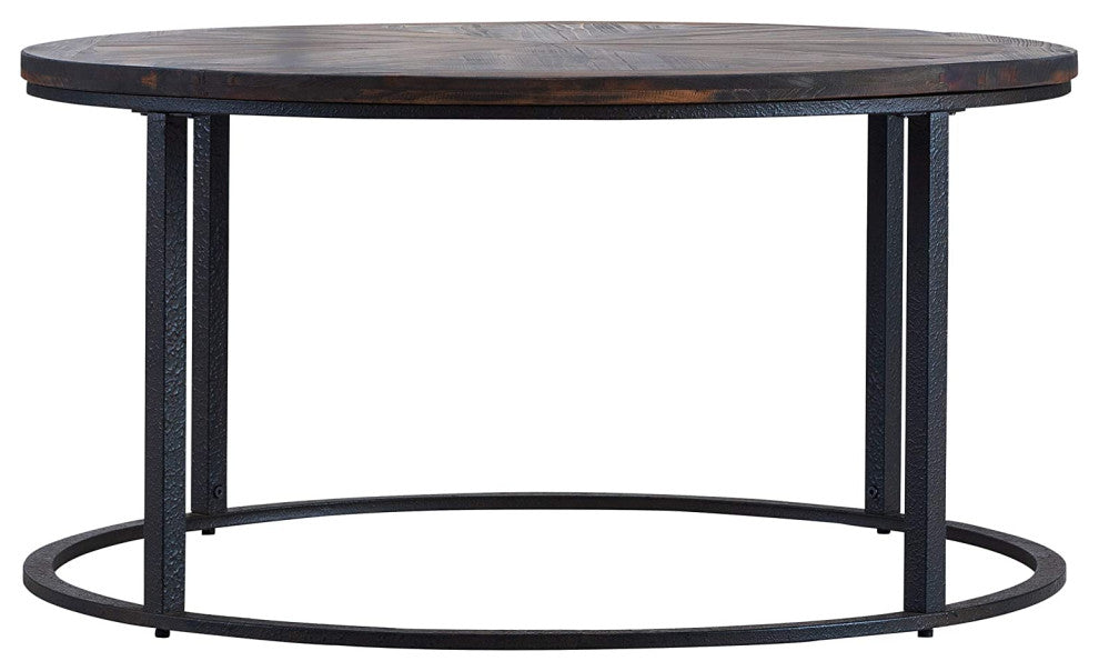 Industrial Coffee Table, Open Design With Metal Base and Reclaimed Wooden Top