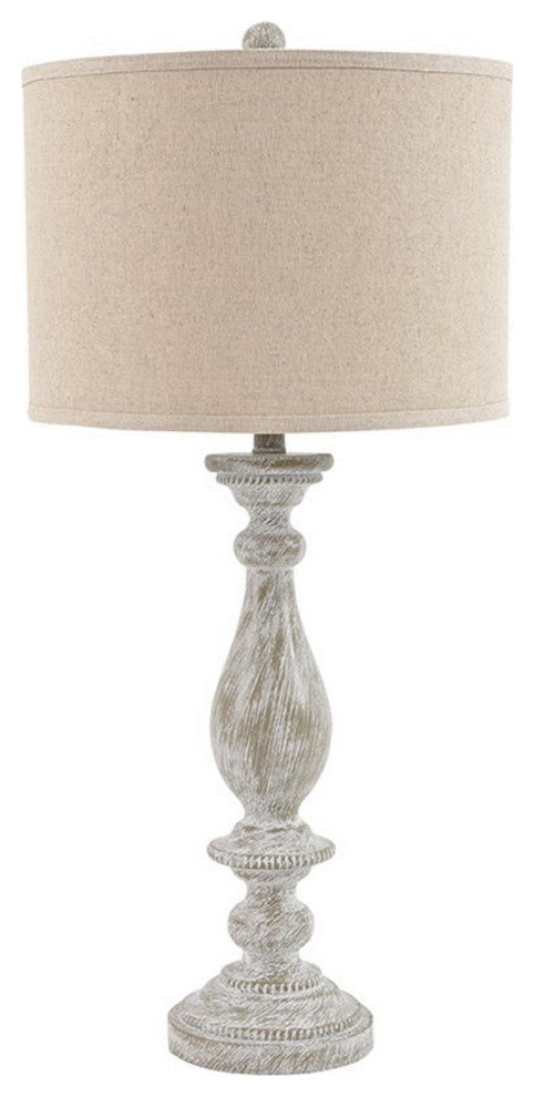 Benzara BM231948 Table Lamp With Pedestal Base, Set of 2, Beige/Off White