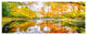 Bright Fall Forest with River, Landscape Canvas Art Print, 70"x28", 6 Panels