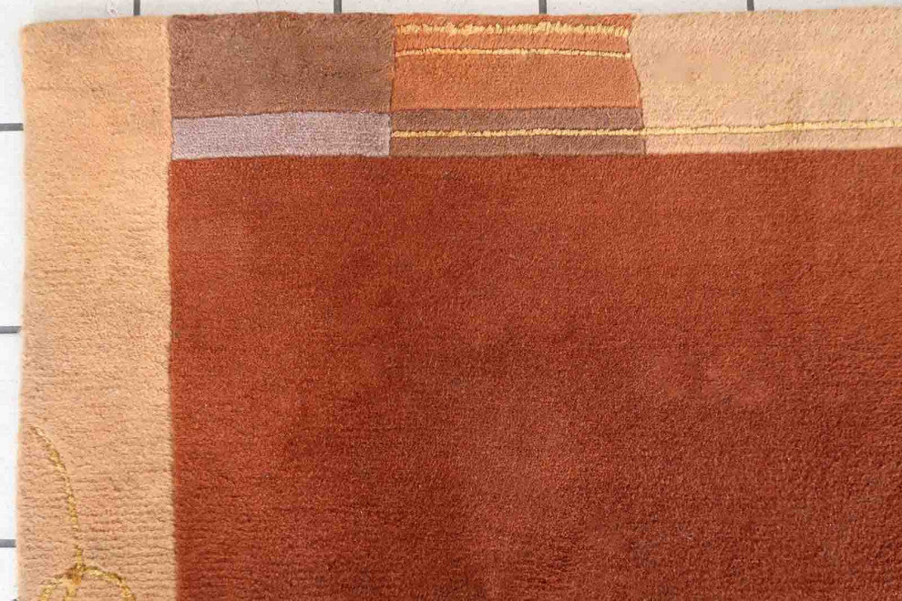 Handmade Vintage Tibetan Khaden Rug 4'x5.3', 122cmx163cm 1970s