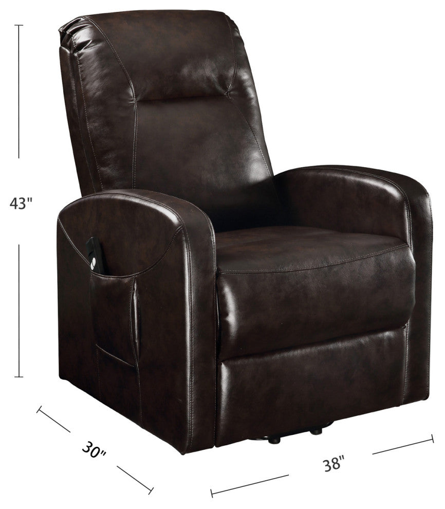 Faux Leather Power Lift Recliner With Pocket, Espresso