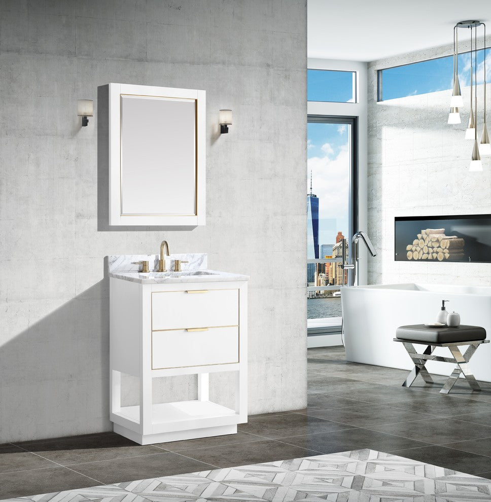 Avanity Allie 24" Vanity Only, White With Matte Gold Hardware