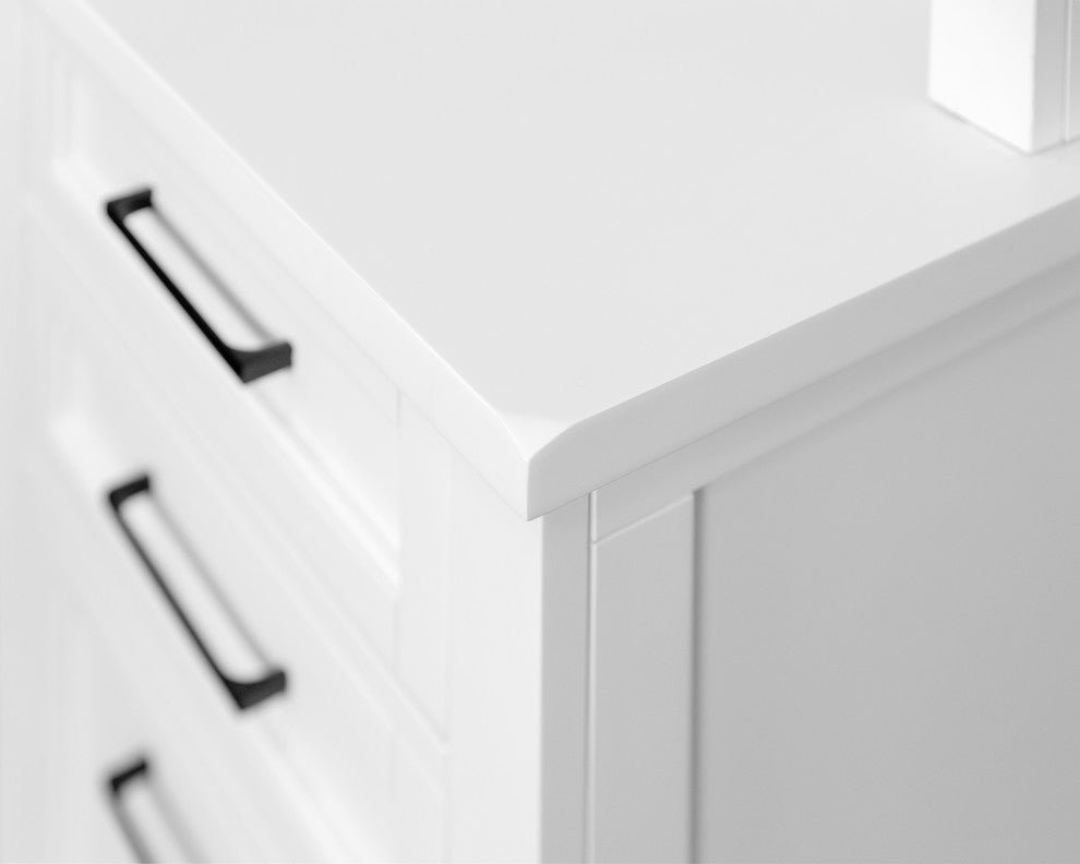 Modern Wood Desk Office Writing Table Credenza Fully Assembled White Finish