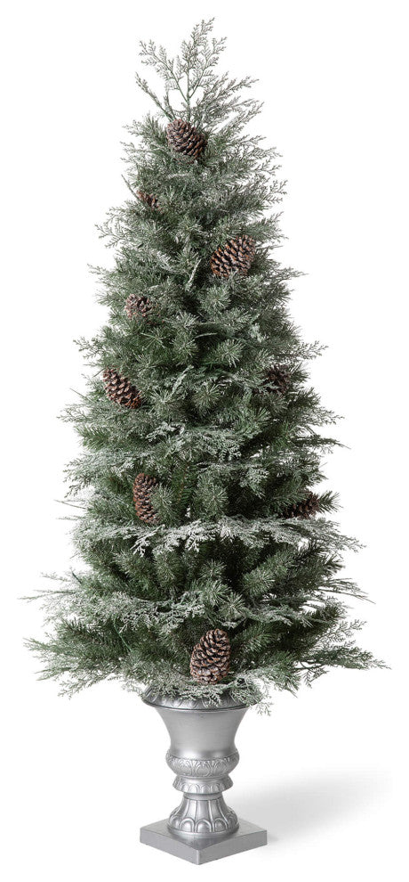 Pre-Lit Pine Artificial Christmas Tree, 5', Pinecones